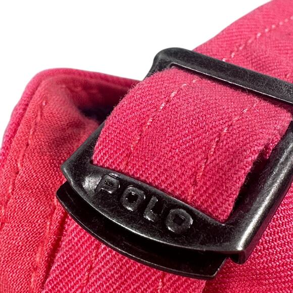 Vintage Polo Ralph Lauren Dad Strapback Hat Reddish Pink Terry Cloth Sweatband - Picture 9 of 10